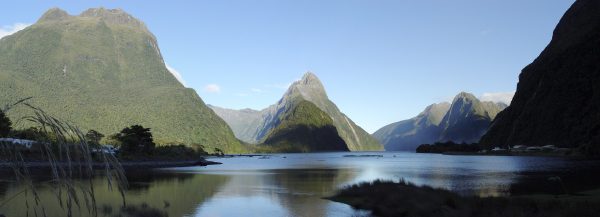 Mitre Peak rising above the water of Milford Sound, New Zealand Mitre Peak rising above the water of Milford Sound, New Zealand